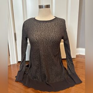 Chic Black and Gray Long Sleeve Women's Top
